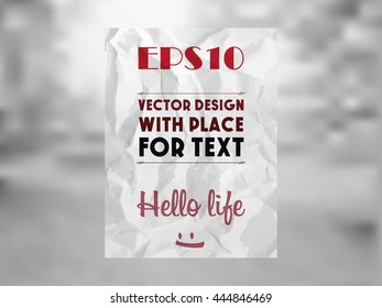 Crumpled paper with space for text on the background of nature.