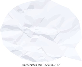 Bolha de fala de papel amassado com textura dobrada em linha plana e limpa. A forma de diálogo enrugado mostra dobras e grãos no estilo de pôster gráfico. Ilustração de vetor de desenhos animados