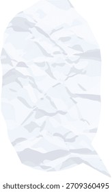 Bolha de fala de papel amassado com pregas dobradas em sombreamento geométrico plano. Forma de texto explicativo de nota enrugada com facetas angulares e textura sutil. Ilustração de vetor de desenhos animados