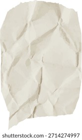 Bolha de fala de papel amassada com textura dobrada e cauda rasgada, isolada com detalhes rugosos para layout de mensagem. Símbolo de conversa, feedback, debate. Ilustração de vetor de desenhos animados.