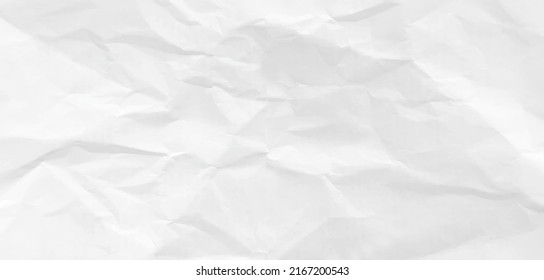 Crumpled paper texture realisric vector illustration. White blank sheet with wrinkle and crease effect, note mock up, flyer template