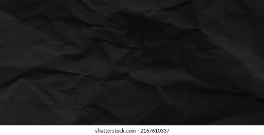Ilustración vectorial realista de textura de papel en bruto. Hoja en blanco negra con efecto arruga y pliegue, nota de maqueta, plantilla de volante