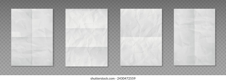 Crumpled paper texture vector background. White wrinkled sheet EPS10