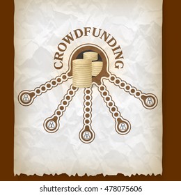 Crumpled paper with theme of crowd funding