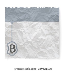 Crumpled paper for your text and bit coin symbol