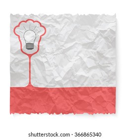 Crumpled paper for your text and bulb symbol