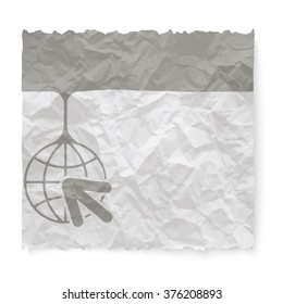 Crumpled paper for your text and globe icon