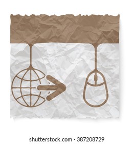Crumpled paper for your text and globe icon