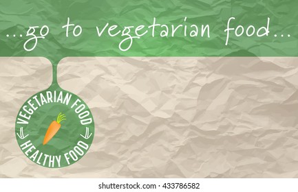 Crumpled paper for your text and icon of vegetarian food