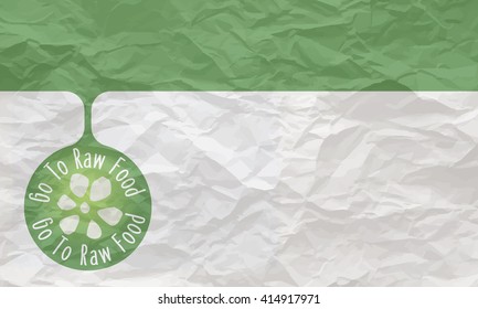 Crumpled paper for your text and raw food icon