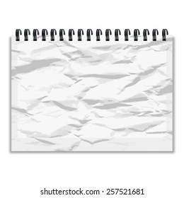 Crumpled piece of paper notebook with shadow vector illustration
