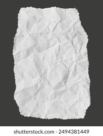 A crumpled piece of white paper with ripped edge