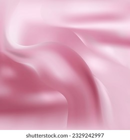 Crumpled pink silk fabric as background, top view