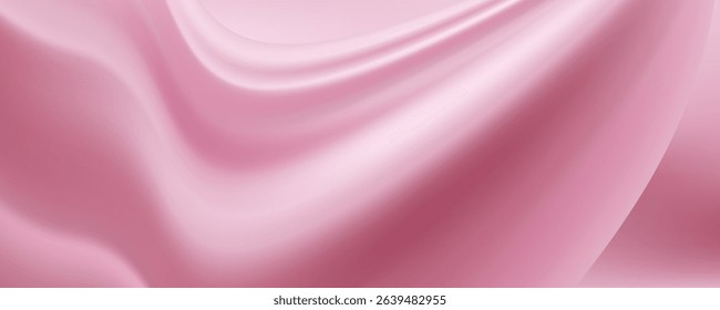Crumpled pink silk fabric as background, top view
