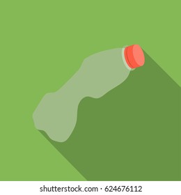 Crumpled plastic bottle icon in flate style isolated on white background. Trash and garbage symbol stock vector illustration.