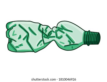 Crumpled plastic bottle insulated on white