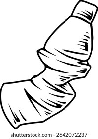 Crumpled plastic bottle line drawing illustration  