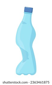 Crumpled plastic bottle. Plastic trash. Garbage recycle concept. Vector illustration