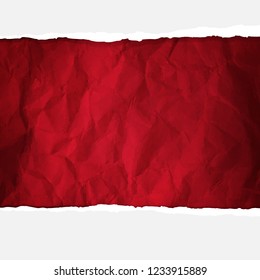 Crumpled Red Paper With Gradient Mesh, Vector Illustration