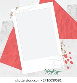 Un fondo rojo y blanco arrugado con un estilo de papel texturizado. El fondo rojo y blanco le da un toque vibrante y artístico. Navidades de fondo con espacio de copia. Antecedentes de las Navidades.