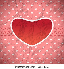 Crumpled retro heart frame