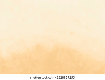 Crumpled scratch old paper sheet. Watercolor peach beige background for paper design. Manuscript, burnt rough roll of parchment paper texture. Pastel gold yellow background white textured center tan