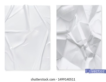 Crumpled sheet of paper. 3d realistic vector texture