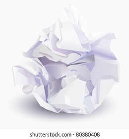 Crumpled Sheet Of Paper To Paper Ball, Vector Illustration