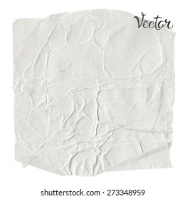 A crumpled sheet of paper, kraft paper. Background vector