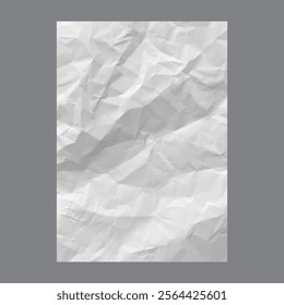 Crumpled sheet of paper with wrinkles and crease. Vector isolated pages with copy space. Old grunge blank for writing or drawing. Template mockup with creases and wrinkles on surface effect