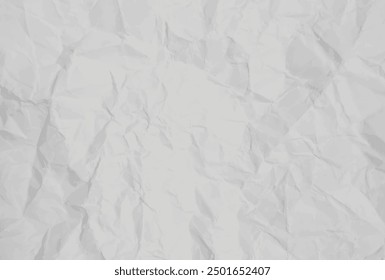 Crumpled sheet of white and gray Notebook Paper. Horizontal background with folds for scrapbooking. Blank banner with uneven Texture