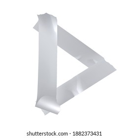 Crumpled silver sticky adhesive tape glued on white background realistic vector illustration