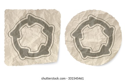 Crumpled slip of paper and a arrows