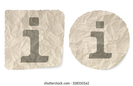 Crumpled slip of paper and a info symbol