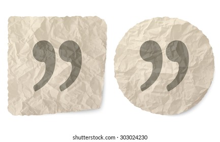 Crumpled slip of paper and a quotation mark