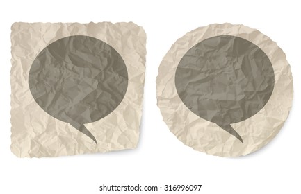 Crumpled slip of paper and a speech bubble