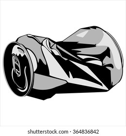 crumpled tin can from under the drink on white background vector