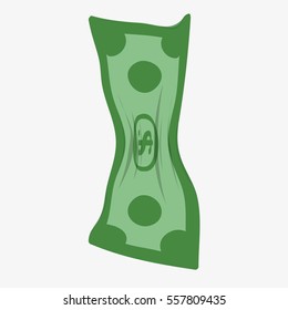 Crumpled US dollar bill. Isolated on white background. Flat vector stock illustration