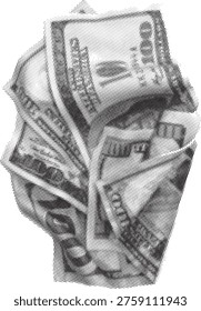 Crumpled wad of one hundred dollar bills representing unexpected financial windfall or savings