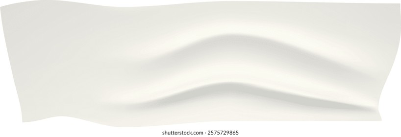 Crumpled white adhesive tape forms a wavy pattern across a bright white background, creating a visually interesting yet minimalistic texture that enhances the overall design