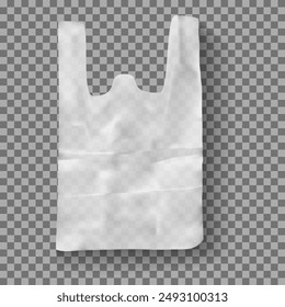 Crumpled white packaging bag on a transparent background. Vector illustration