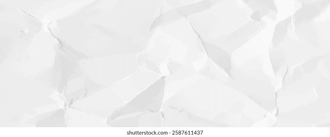 Crumpled white paper background with a textured, wrinkled style. The white background adds a subtle, artistic touch. Minimal crumple paper texture vector background 