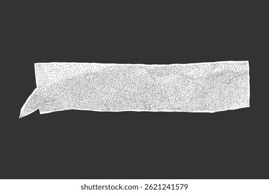Crumpled white paper speech bubble on dark background. Torn notebook page, edges gritty texture and dotted halftone effect.