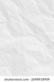 Crumpled White Paper Texture Background Vector