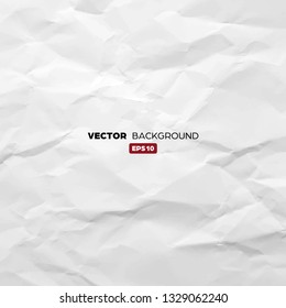 Crumpled white paper texture pattern. Rough grunge old blank. Vector abstract background.