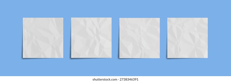Crumpled white paper texture with realistic wrinkles and folds, perfect for vintage backgrounds, creative mockups, and artistic design projects with authentic aged effect.