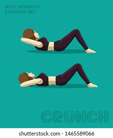 Crunch Body Workout Exercise Set Manga Cartoon Vector