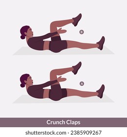 Crunch Claps exercise, Woman workout fitness, aerobic and exercises.