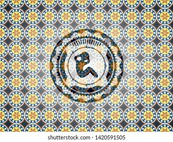 crunch icon inside arabesque emblem background. arabic decoration.