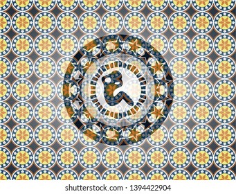 crunch icon inside arabesque style badge. arabic decoration.